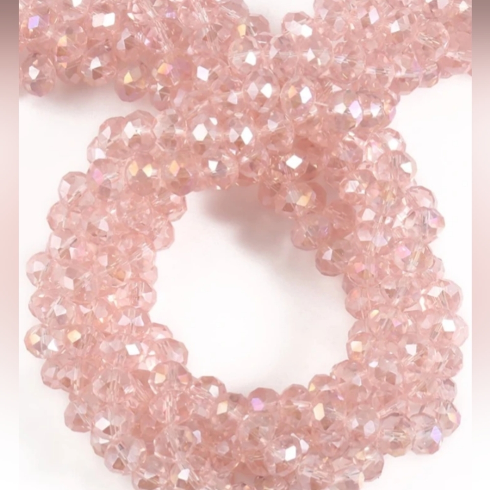 8mm Rondelle Crystal Beads LIGHT ROSE AB Pink (45pcs)